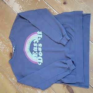 Wildfox Sweatshirt Top Womens Small Rainbow Easy Does It Graphic Gray Oversized
